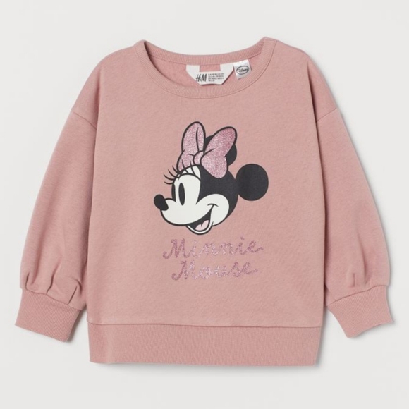 H&M Minnie Mouse Dusty Rose Sweatshirt Sz 8-10 - Picture 1 of 4
